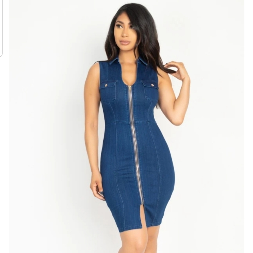 Denim Button Front Mini Dress coming soon
